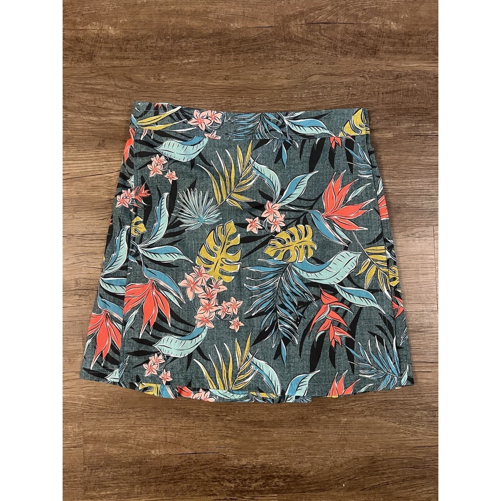 Ripskirt Hawaii Wrap Mini Skirt Length 2 Size Medium Green Tropical Print H1